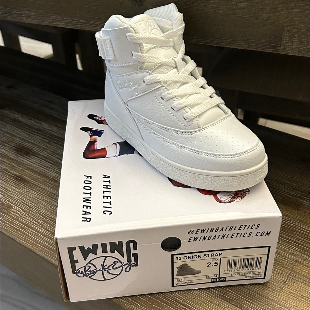 Patrick Ewing 33 Orion Strap White Sneakers 2.5 youth Pre-School